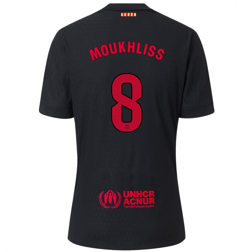 Niño Fútbol Camiseta Moha Moukhliss #8 Negro Rojo 2ª Equipación 2024/25