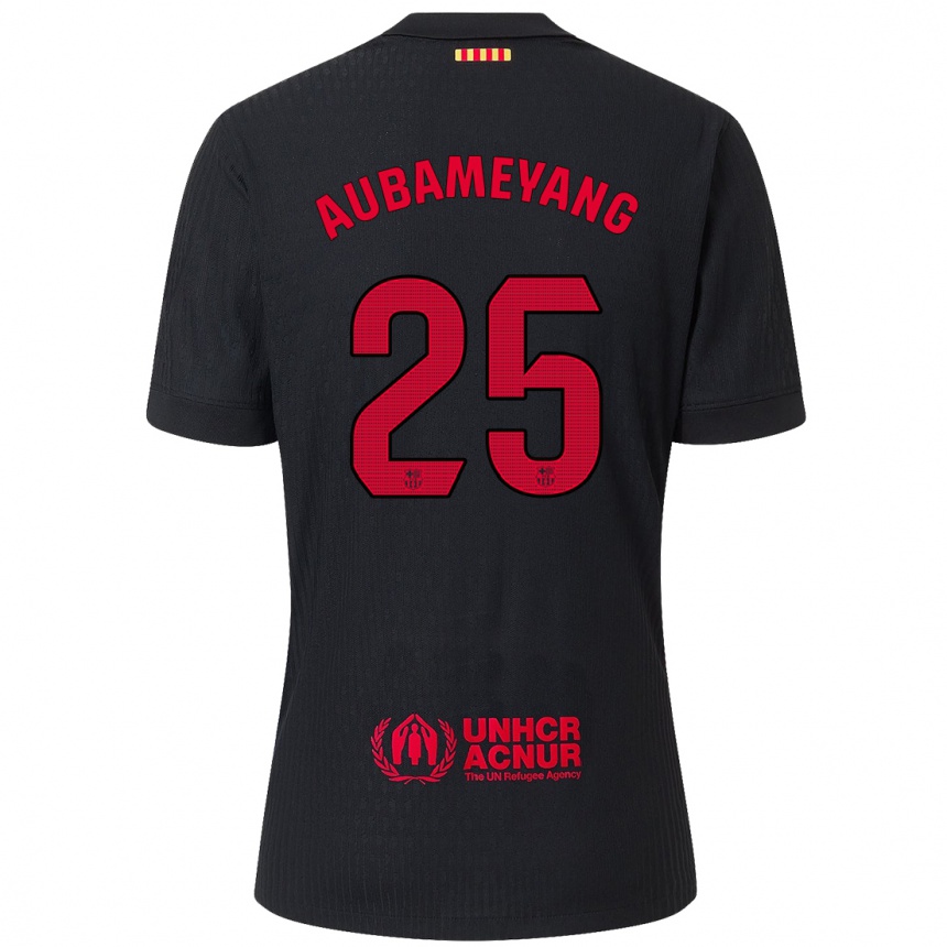 Niño Fútbol Camiseta Pierre Emerick Aubameyang #25 Negro Rojo 2ª Equipación 2024/25