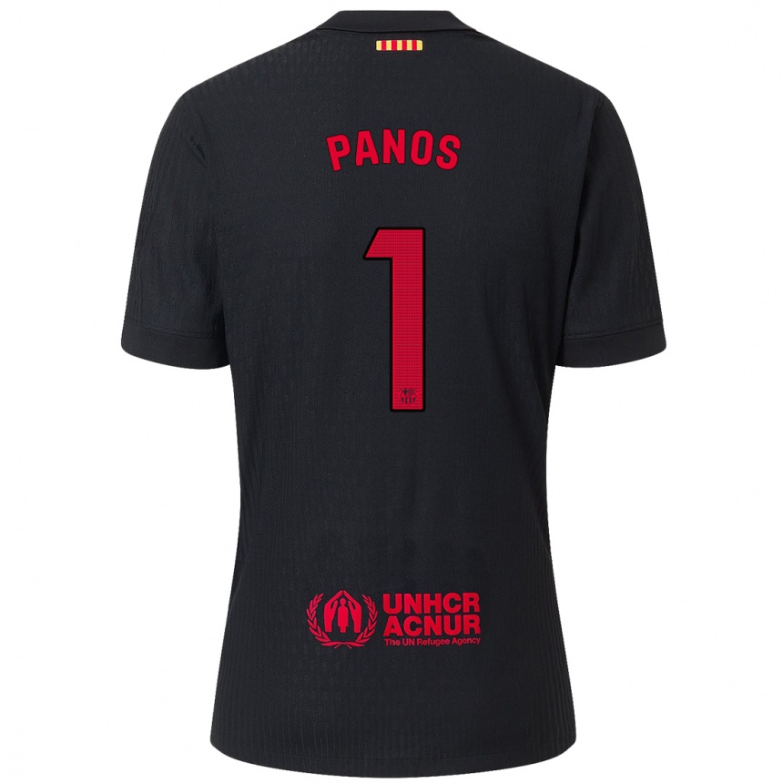 Niño Fútbol Camiseta Sandra Panos #1 Negro Rojo 2ª Equipación 2024/25