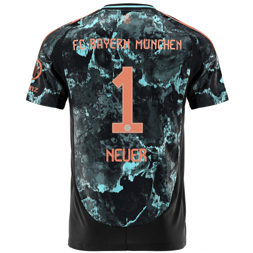 Niño Fútbol Camiseta Manuel Neuer #1 Negro 2ª Equipación 2024/25