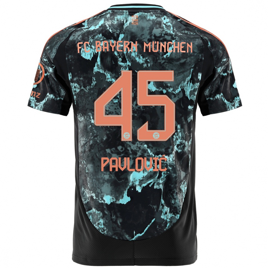 Niño Fútbol Camiseta Aleksandar Pavlovic #45 Negro 2ª Equipación 2024/25