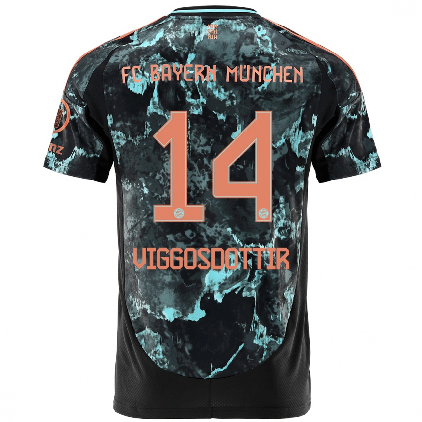 Niño Fútbol Camiseta Glodis Perla Viggosdottir #14 Negro 2ª Equipación 2024/25