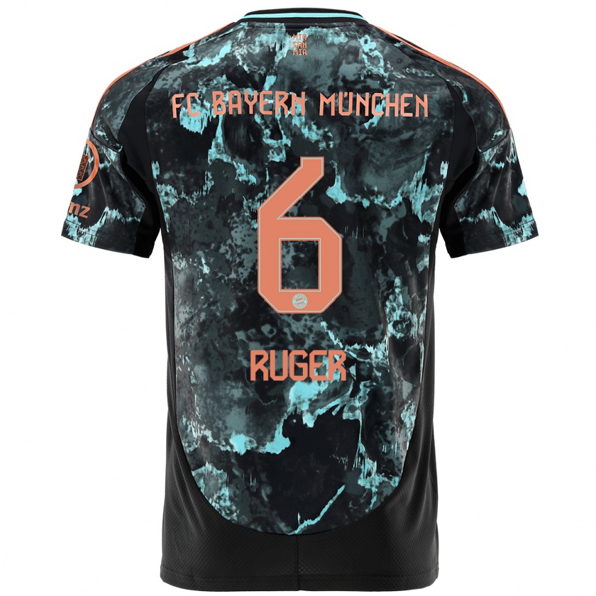 Niño Fútbol Camiseta Kurt Ruger #6 Negro 2ª Equipación 2024/25