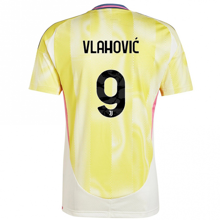 Niño Fútbol Camiseta Dusan Vlahovic #9 Amarillo Solar 2ª Equipación 2024/25