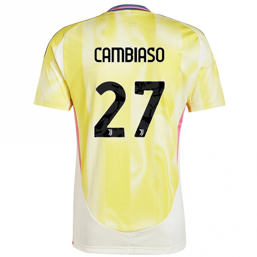 Niño Fútbol Camiseta Andrea Cambiaso #27 Amarillo Solar 2ª Equipación 2024/25