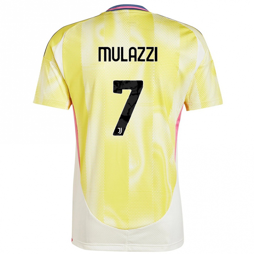 Niño Fútbol Camiseta Gabriele Mulazzi #7 Amarillo Solar 2ª Equipación 2024/25