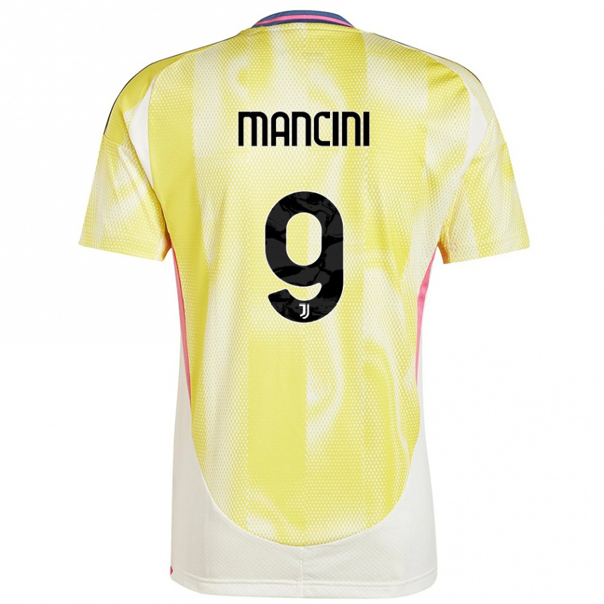 Niño Fútbol Camiseta Tommaso Mancini #9 Amarillo Solar 2ª Equipación 2024/25