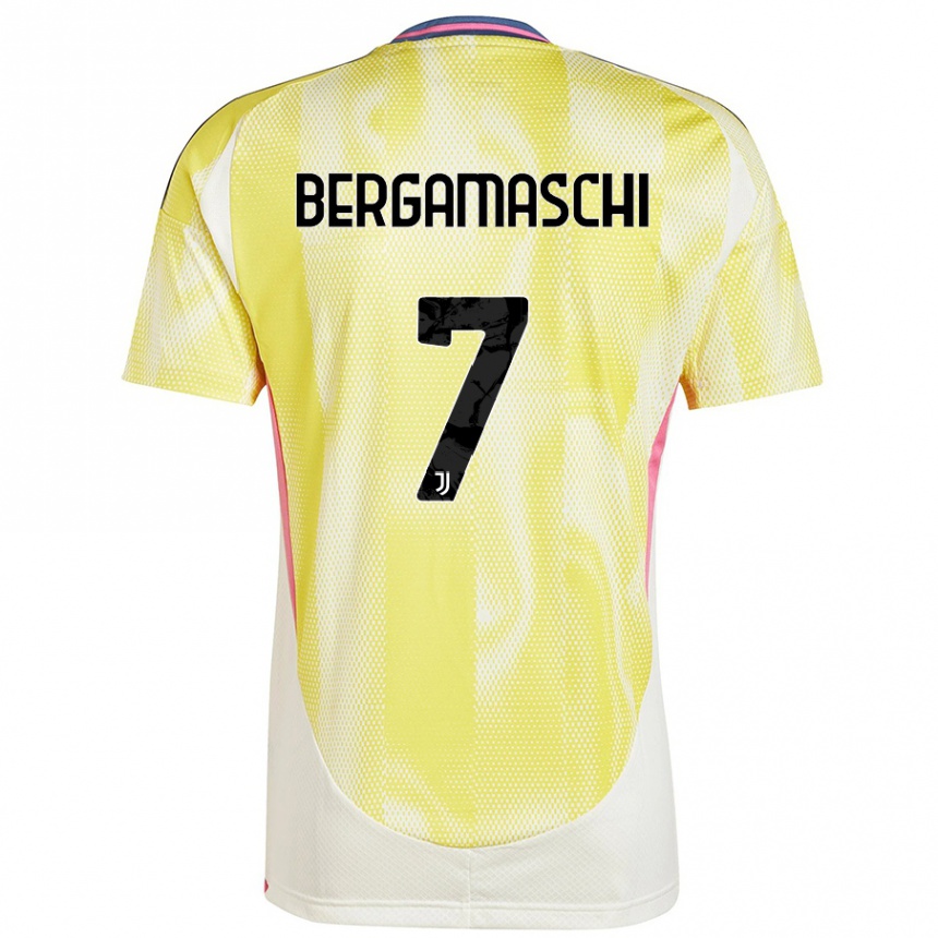 Niño Fútbol Camiseta Valentina Bergamaschi #7 Amarillo Solar 2ª Equipación 2024/25