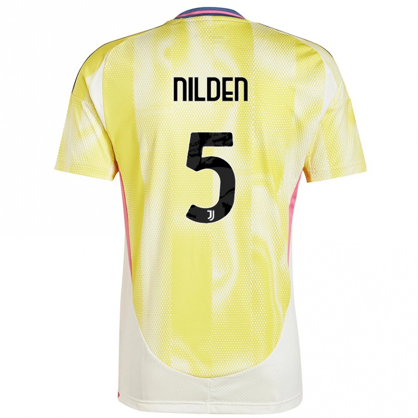 Niño Fútbol Camiseta Amanda Nilden #5 Amarillo Solar 2ª Equipación 2024/25