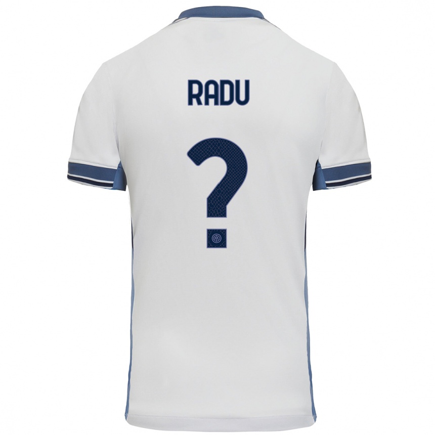 Niño Fútbol Camiseta Andrei Radu #0 Blanco Gris 2ª Equipación 2024/25