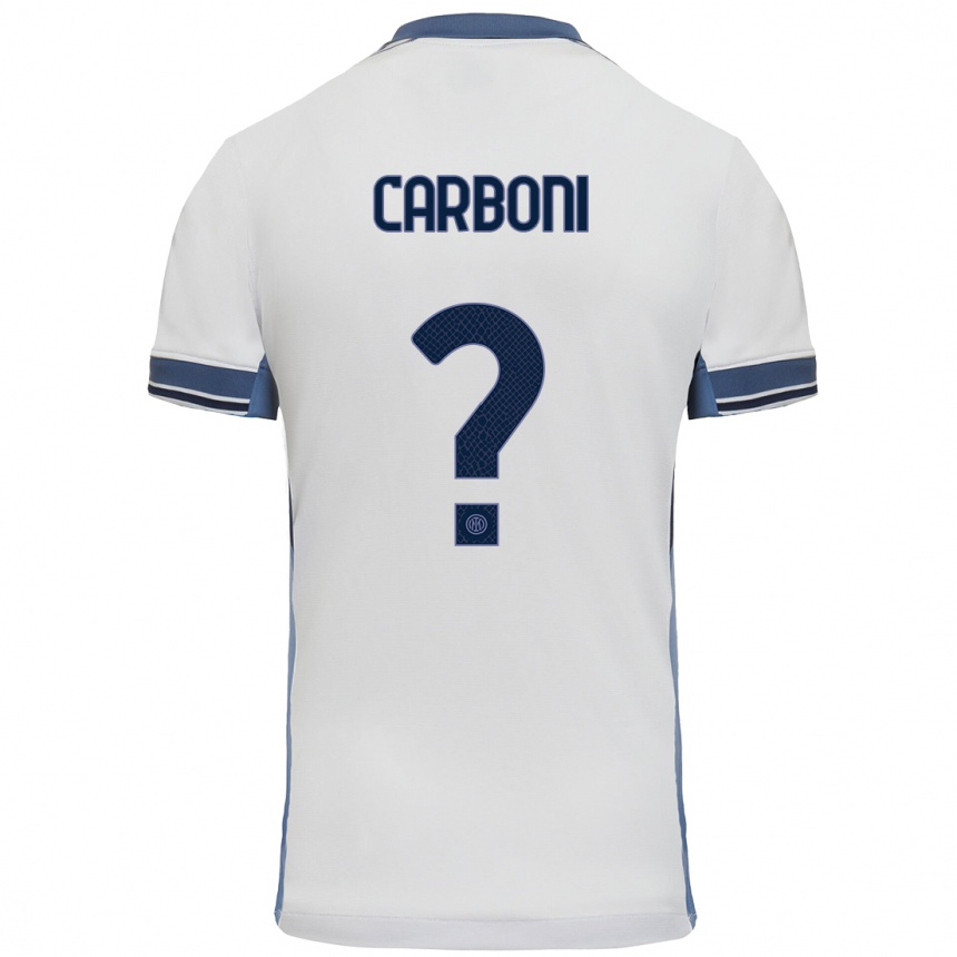 Niño Fútbol Camiseta Franco Carboni #0 Blanco Gris 2ª Equipación 2024/25