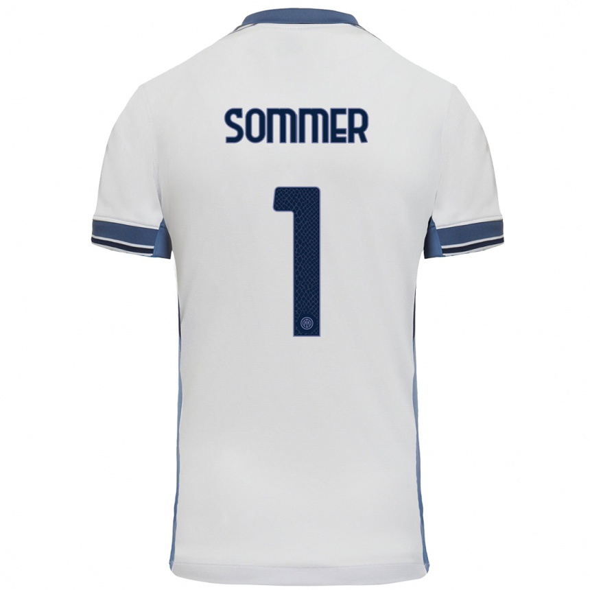 Niño Fútbol Camiseta Yann Sommer #1 Blanco Gris 2ª Equipación 2024/25