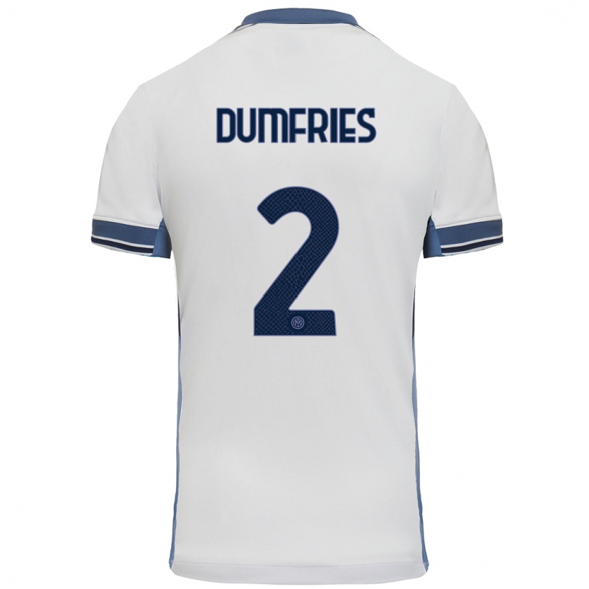 Niño Fútbol Camiseta Denzel Dumfries #2 Blanco Gris 2ª Equipación 2024/25