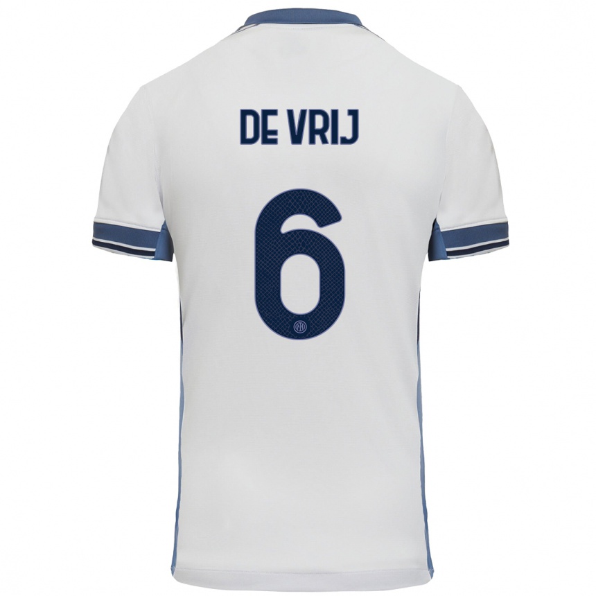 Niño Fútbol Camiseta Stefan De Vrij #6 Blanco Gris 2ª Equipación 2024/25