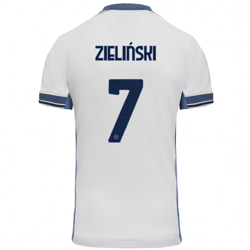 Niño Fútbol Camiseta Piotr Zielinski #7 Blanco Gris 2ª Equipación 2024/25