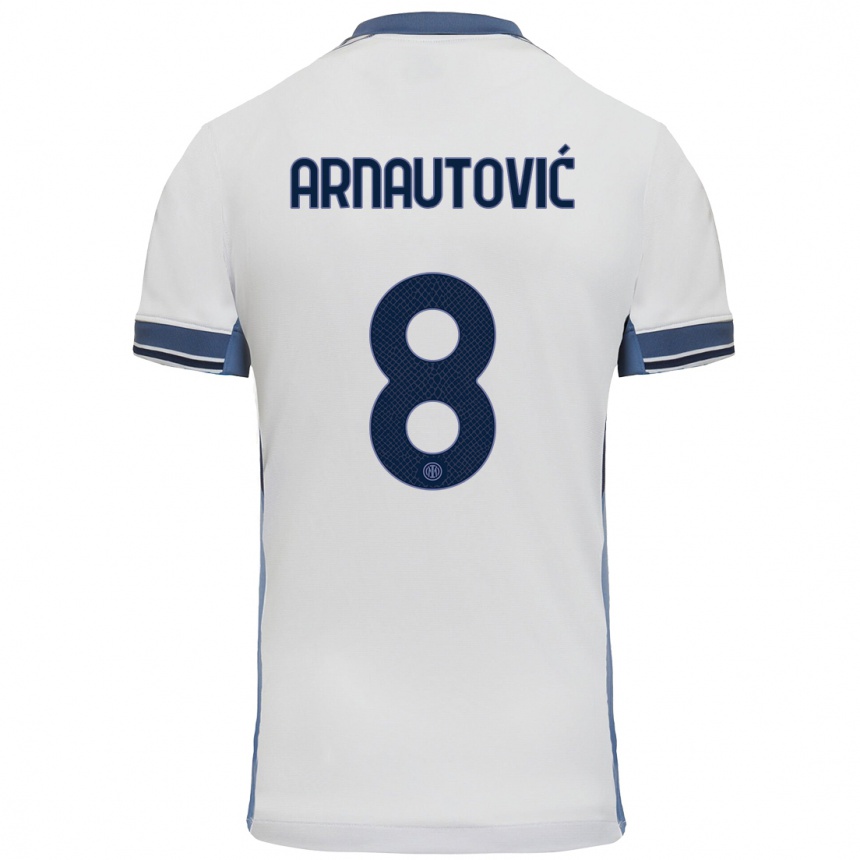 Niño Fútbol Camiseta Marko Arnautovic #8 Blanco Gris 2ª Equipación 2024/25