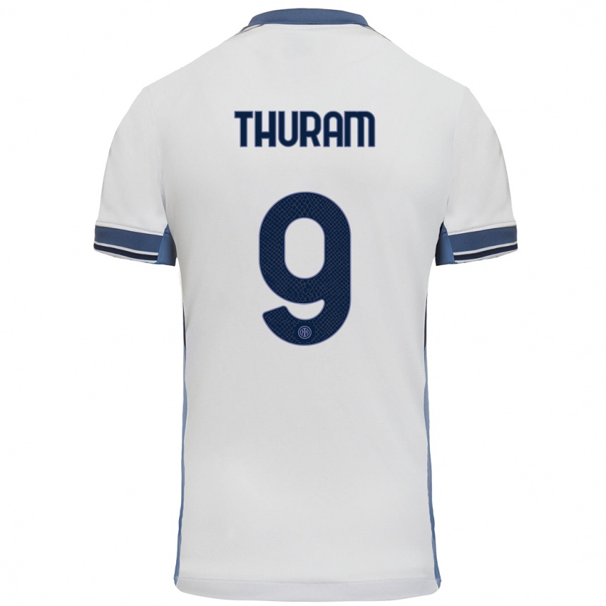 Niño Fútbol Camiseta Marcus Thuram #9 Blanco Gris 2ª Equipación 2024/25