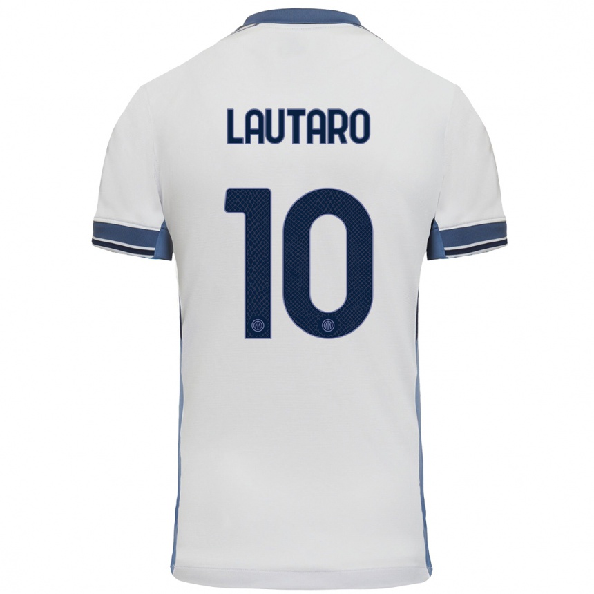 Niño Fútbol Camiseta Lautaro Martinez #10 Blanco Gris 2ª Equipación 2024/25