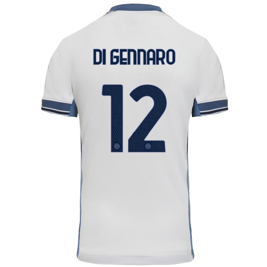 Niño Fútbol Camiseta Raffaele Di Gennaro #12 Blanco Gris 2ª Equipación 2024/25