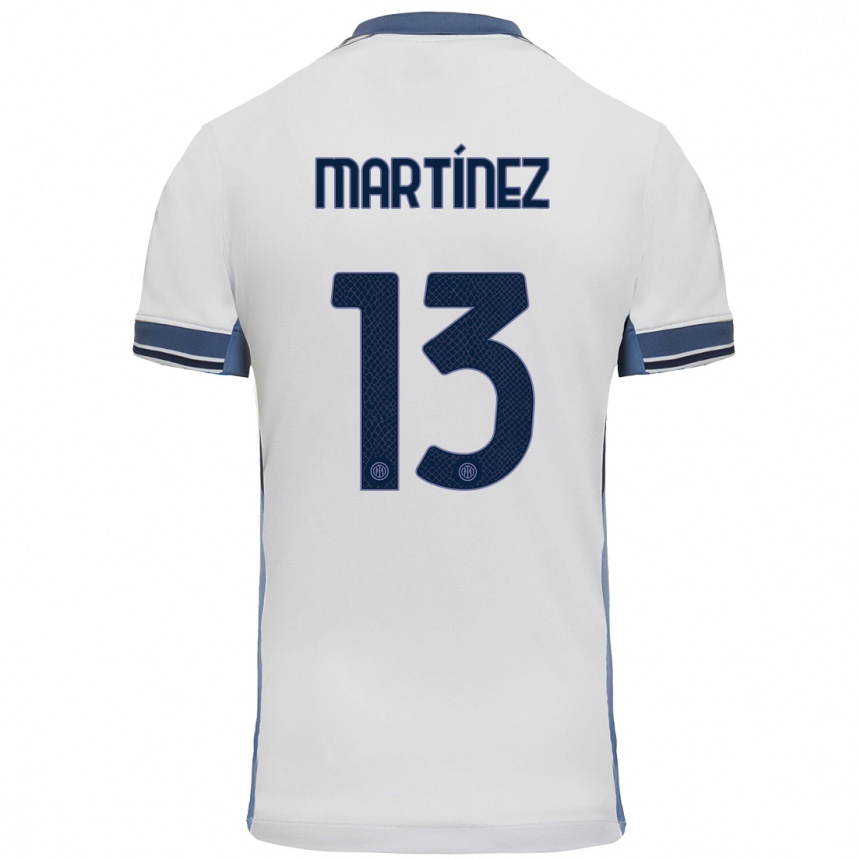 Niño Fútbol Camiseta Josep Martínez #13 Blanco Gris 2ª Equipación 2024/25