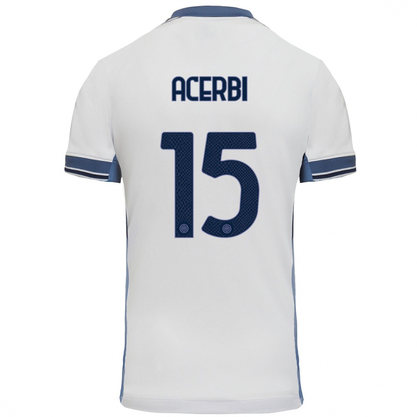 Niño Fútbol Camiseta Francesco Acerbi #15 Blanco Gris 2ª Equipación 2024/25