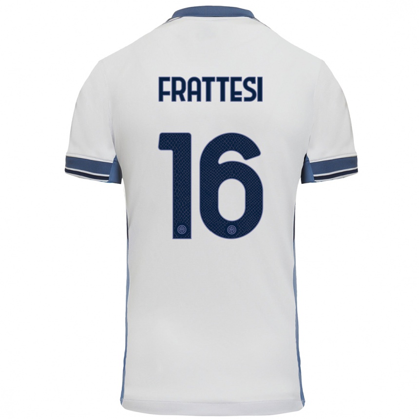 Niño Fútbol Camiseta Davide Frattesi #16 Blanco Gris 2ª Equipación 2024/25