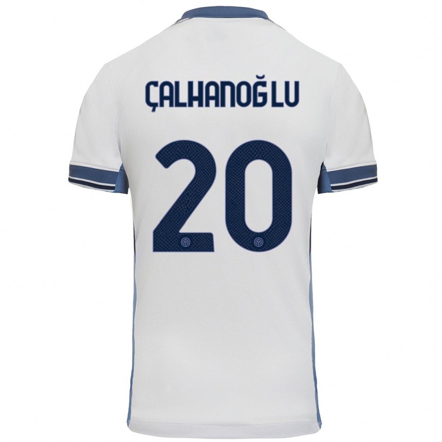 Niño Fútbol Camiseta Hakan Calhanoglu #20 Blanco Gris 2ª Equipación 2024/25