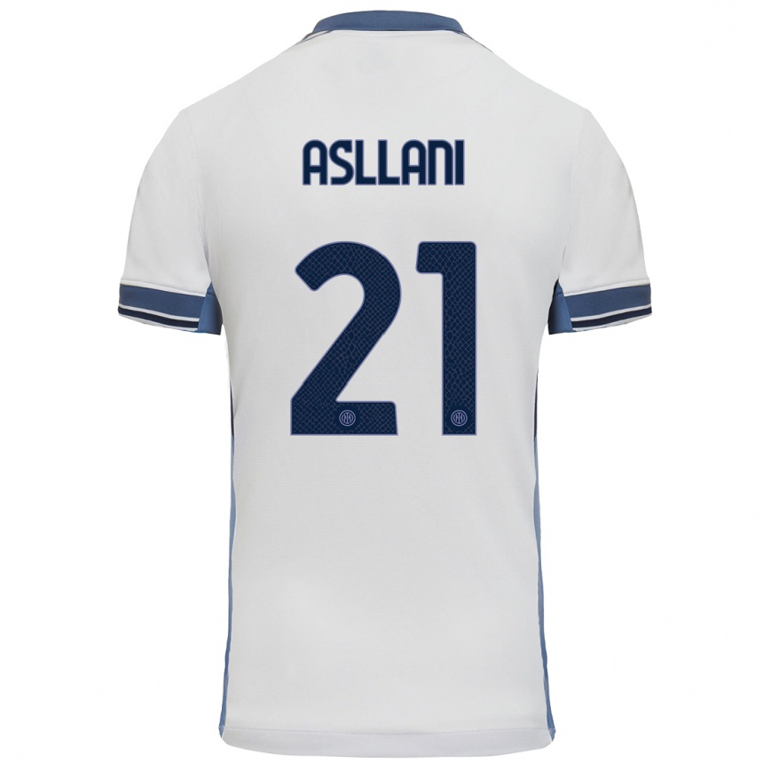 Niño Fútbol Camiseta Kristjan Asllani #21 Blanco Gris 2ª Equipación 2024/25