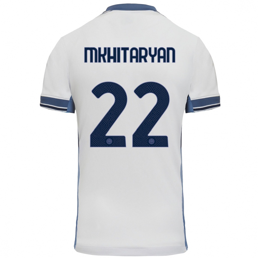 Niño Fútbol Camiseta Henrikh Mkhitaryan #22 Blanco Gris 2ª Equipación 2024/25