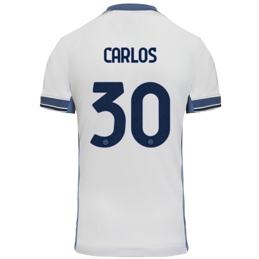 Niño Fútbol Camiseta Carlos Augusto #30 Blanco Gris 2ª Equipación 2024/25