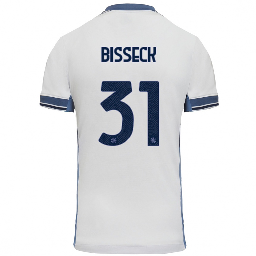 Niño Fútbol Camiseta Yann Bisseck #31 Blanco Gris 2ª Equipación 2024/25