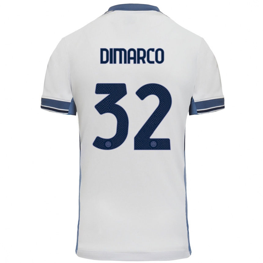 Niño Fútbol Camiseta Federico Dimarco #32 Blanco Gris 2ª Equipación 2024/25