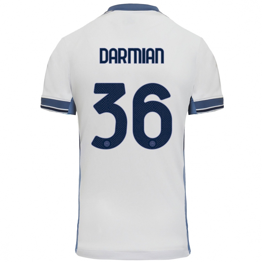 Niño Fútbol Camiseta Matteo Darmian #36 Blanco Gris 2ª Equipación 2024/25