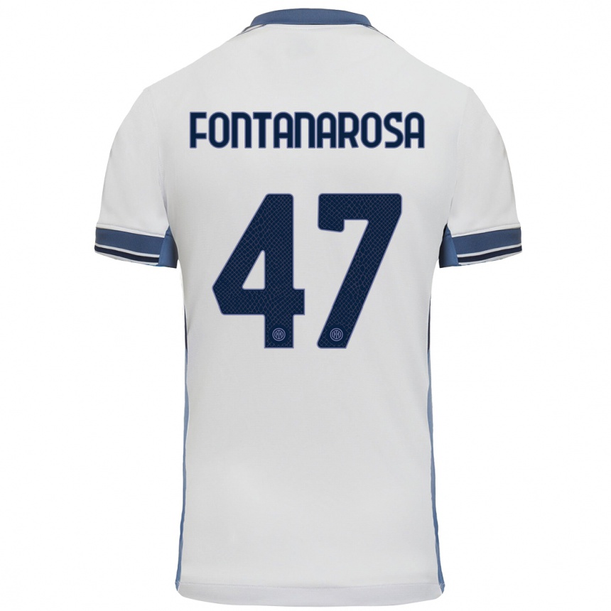 Niño Fútbol Camiseta Alessandro Fontanarosa #47 Blanco Gris 2ª Equipación 2024/25