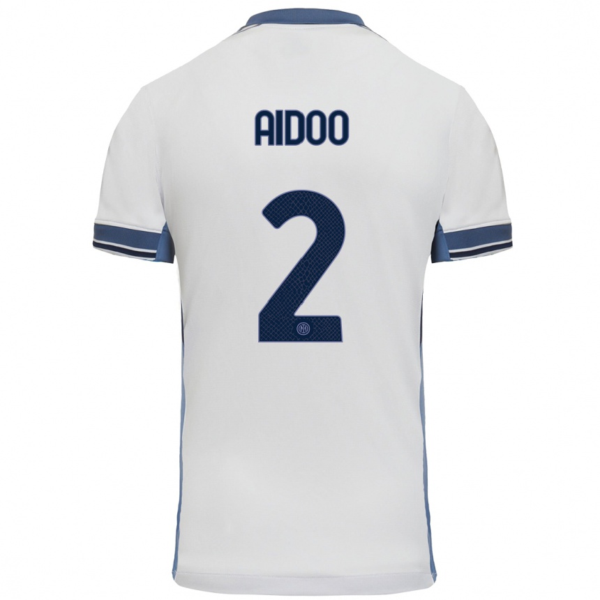 Niño Fútbol Camiseta Mike Aidoo #2 Blanco Gris 2ª Equipación 2024/25