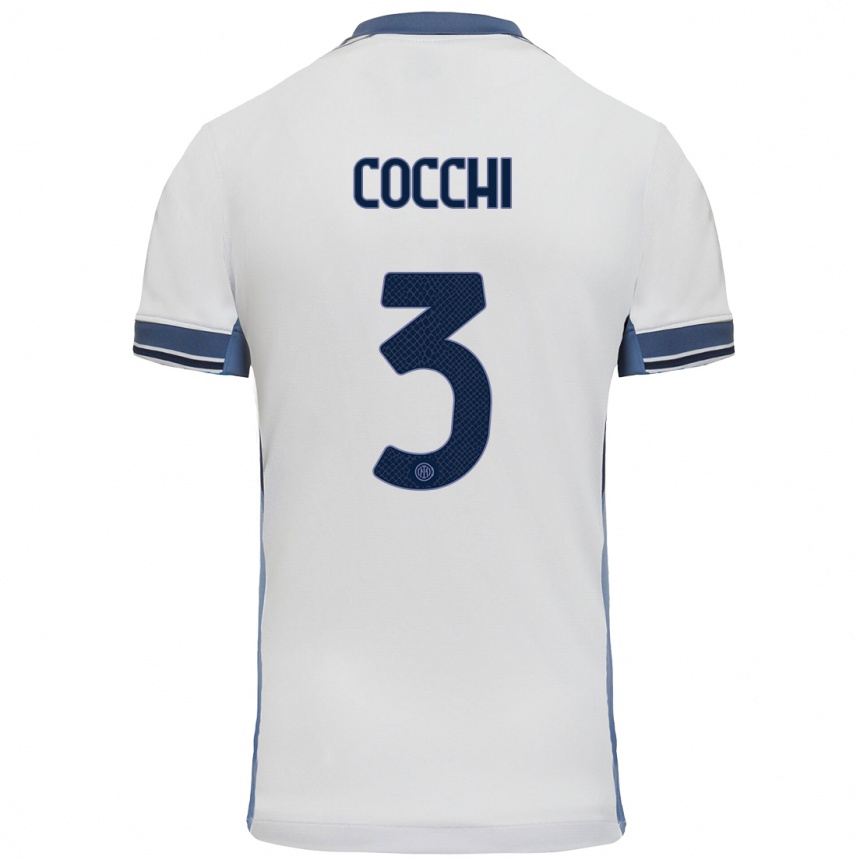 Niño Fútbol Camiseta Matteo Cocchi #3 Blanco Gris 2ª Equipación 2024/25