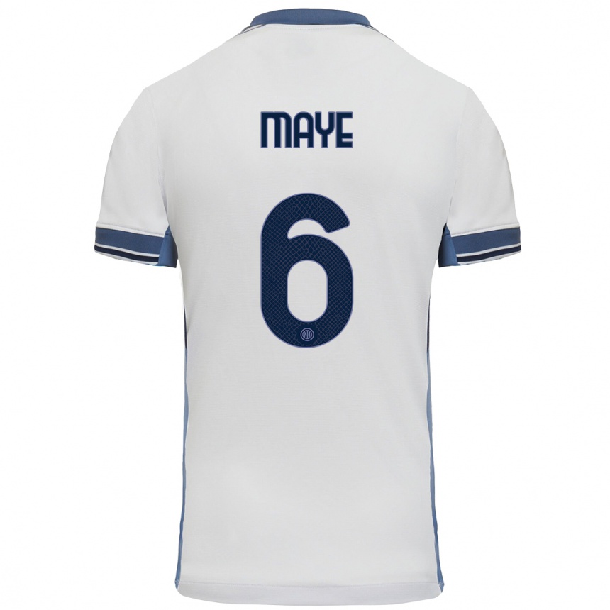 Niño Fútbol Camiseta Yvan Maye #6 Blanco Gris 2ª Equipación 2024/25