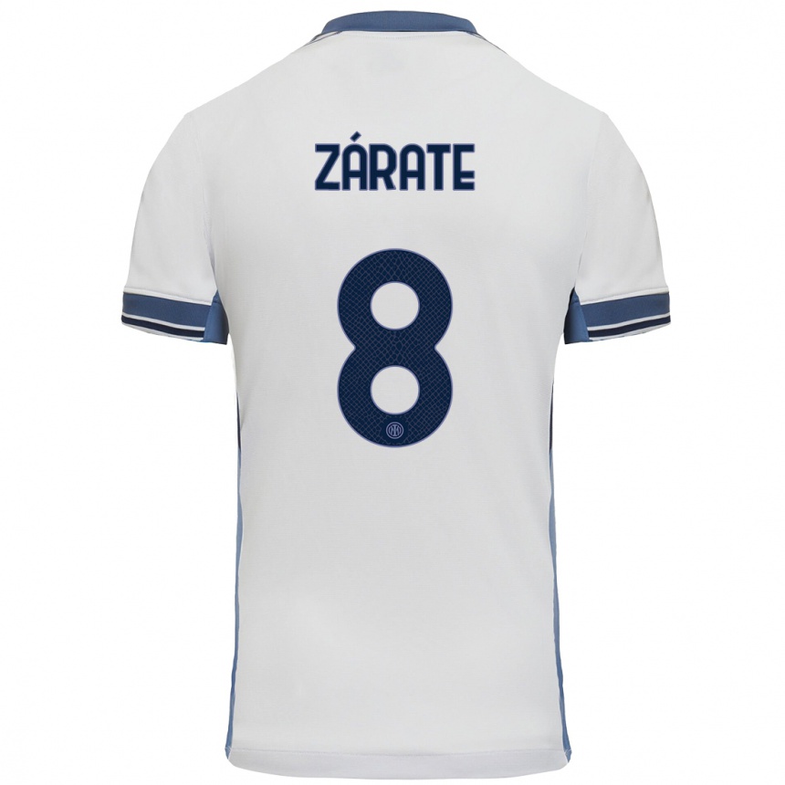 Niño Fútbol Camiseta Dilan Zárate #8 Blanco Gris 2ª Equipación 2024/25