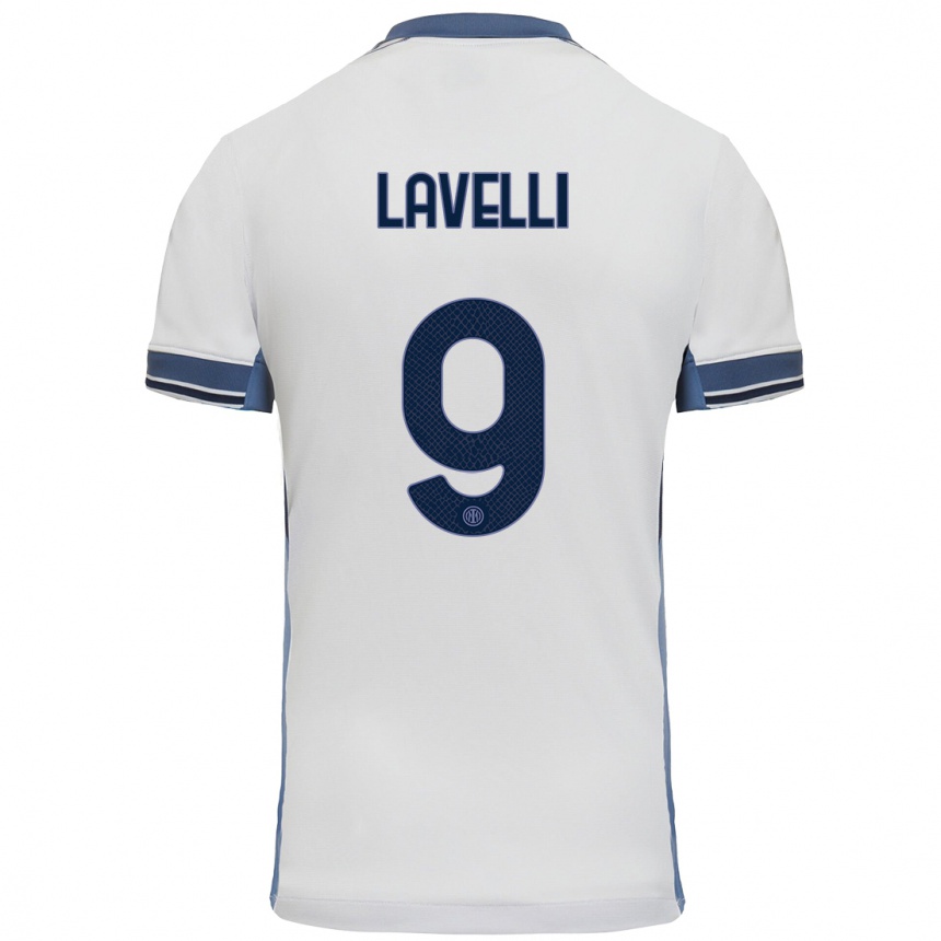 Niño Fútbol Camiseta Matteo Lavelli #9 Blanco Gris 2ª Equipación 2024/25