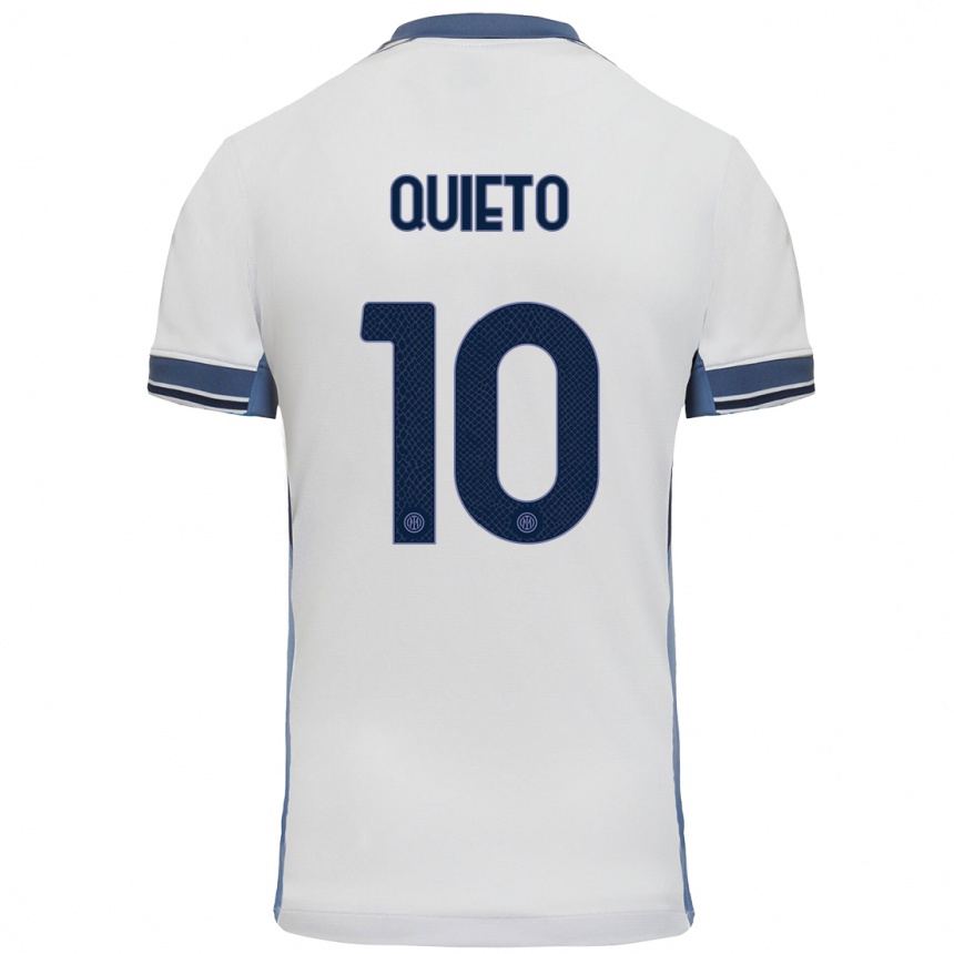 Niño Fútbol Camiseta Daniele Quieto #10 Blanco Gris 2ª Equipación 2024/25