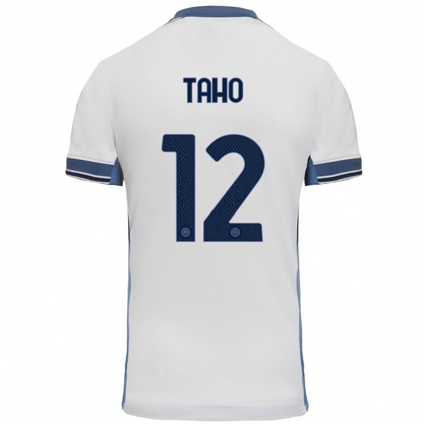 Niño Fútbol Camiseta Alain Taho #12 Blanco Gris 2ª Equipación 2024/25