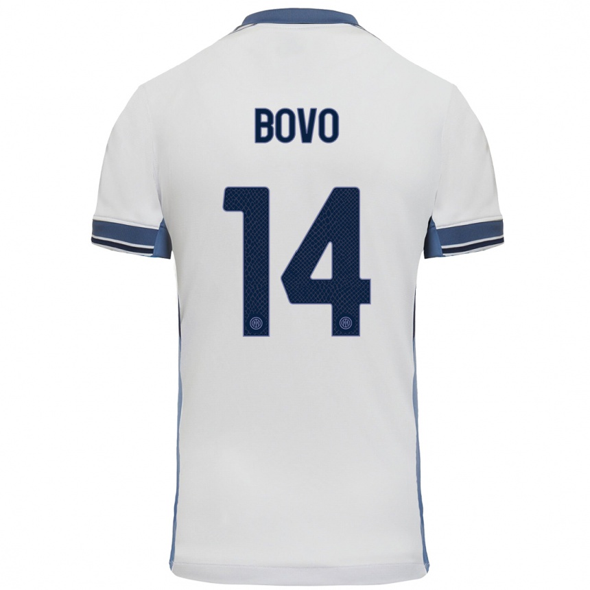 Niño Fútbol Camiseta Leonardo Bovo #14 Blanco Gris 2ª Equipación 2024/25