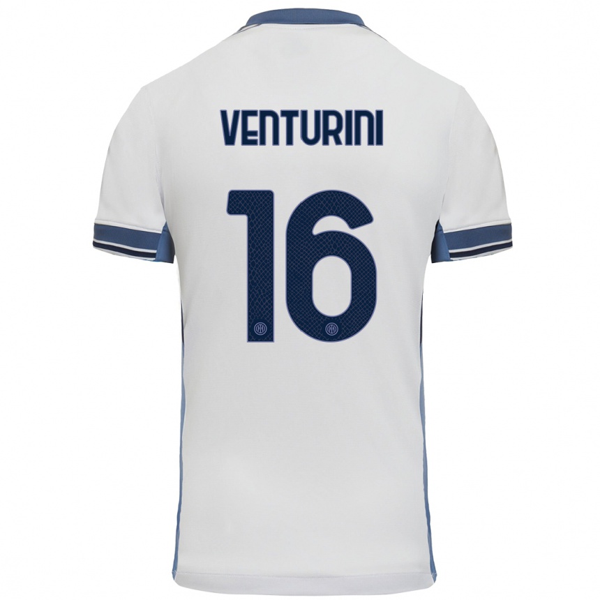 Niño Fútbol Camiseta Matteo Venturini #16 Blanco Gris 2ª Equipación 2024/25