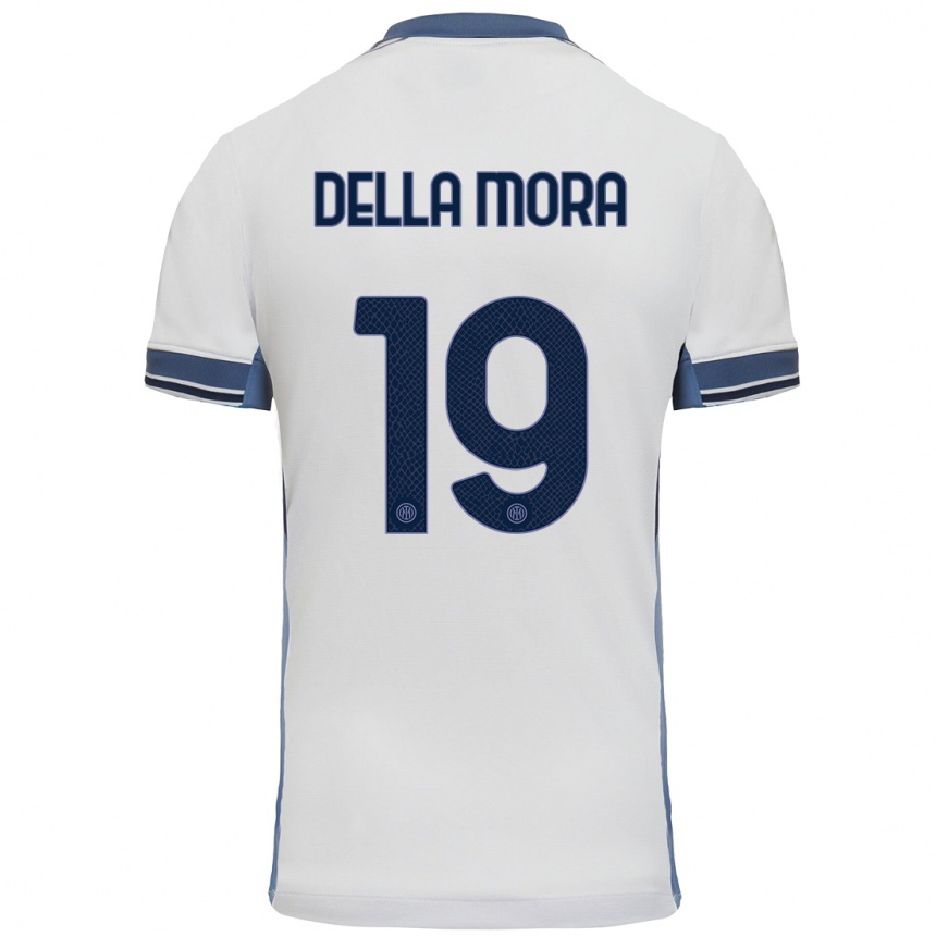 Niño Fútbol Camiseta Tommaso Della Mora #19 Blanco Gris 2ª Equipación 2024/25