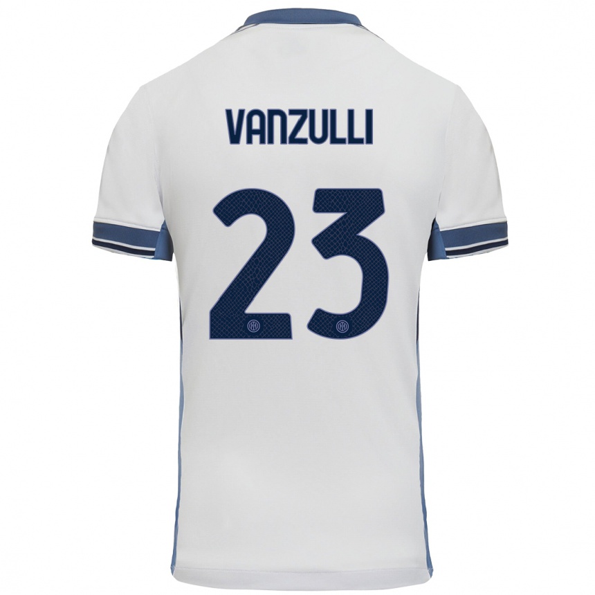 Niño Fútbol Camiseta Marco Vanzulli #23 Blanco Gris 2ª Equipación 2024/25