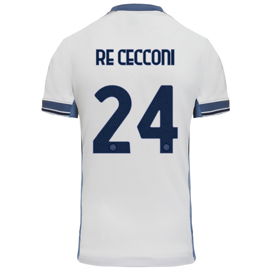 Niño Fútbol Camiseta Gabriele Re Cecconi #24 Blanco Gris 2ª Equipación 2024/25