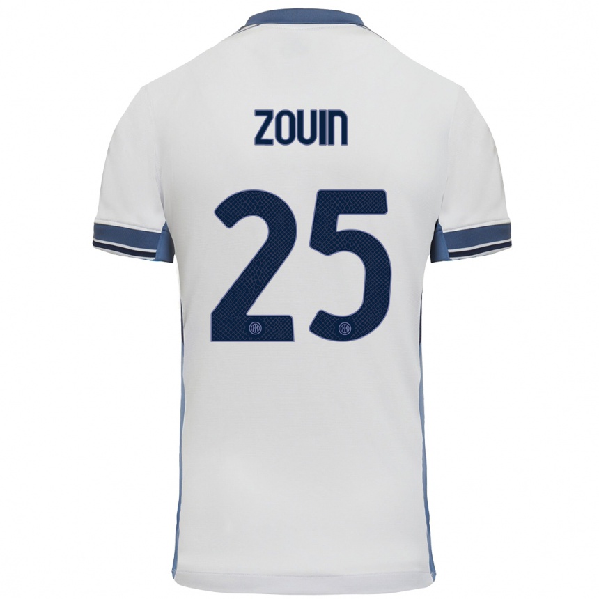 Niño Fútbol Camiseta Aymen Zouin #25 Blanco Gris 2ª Equipación 2024/25