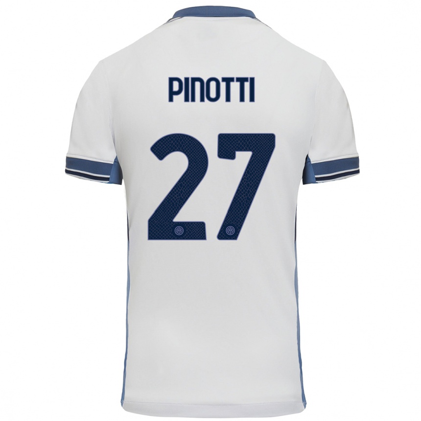 Niño Fútbol Camiseta Manuel Pinotti #27 Blanco Gris 2ª Equipación 2024/25