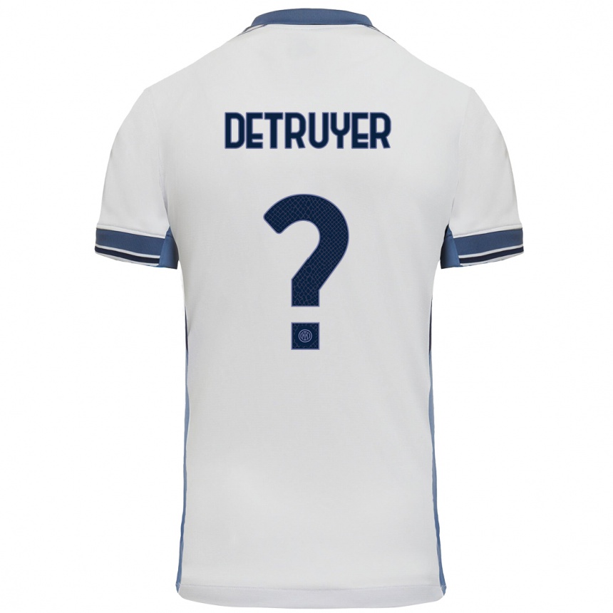 Niño Fútbol Camiseta Marie Detruyer #0 Blanco Gris 2ª Equipación 2024/25