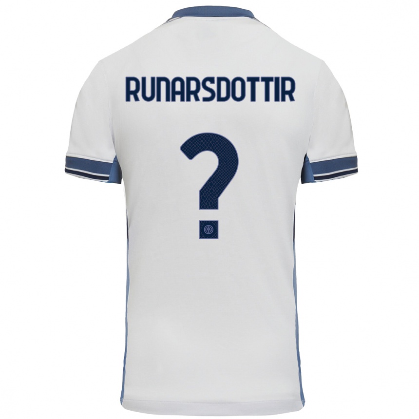 Niño Fútbol Camiseta Cecilía Rán Rúnarsdóttir #0 Blanco Gris 2ª Equipación 2024/25